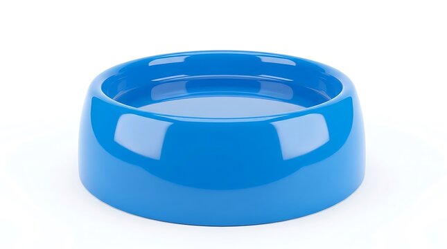 Empty blue plastic pet food bowl for dog or cat. bird plastic dish