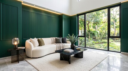 Fototapeta premium Luxury Emerald Green Living Room
