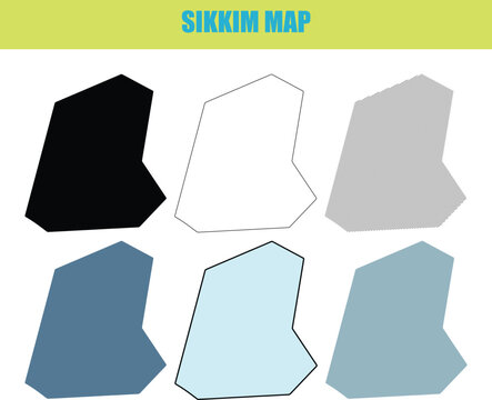 Sikkim map in fill outline and lined style variations on a white background for infographic design