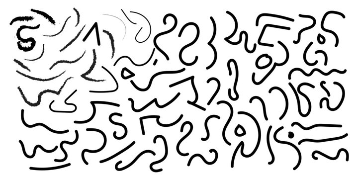 Hand Drawn Brush Strokes, Lines, Shapes & Ink Design Elements Vector Pack