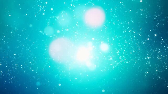 Abstract Blue Bokeh Background with Glowing Particles and Light Flares