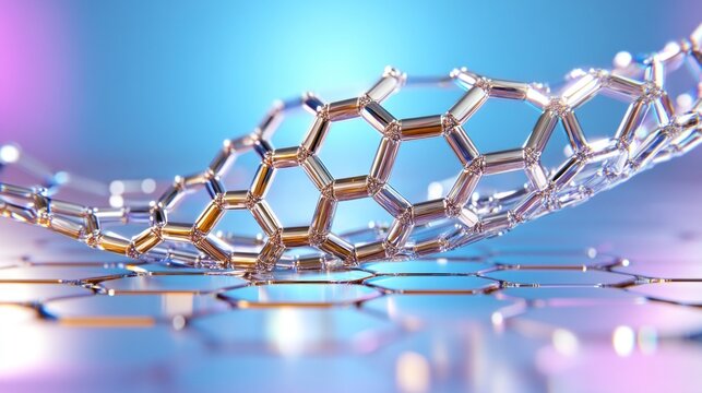 Advanced Nanotechnology Graphene Sheet with Iridescent Light.