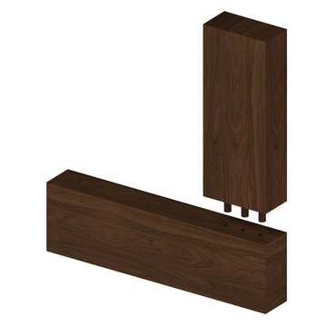 Dowel Joint Woodworking with Walnut Wood Texture