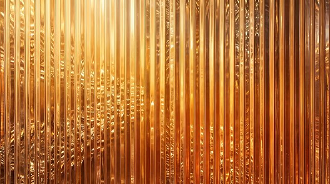 Golden metallic wall with vertical ridged panels