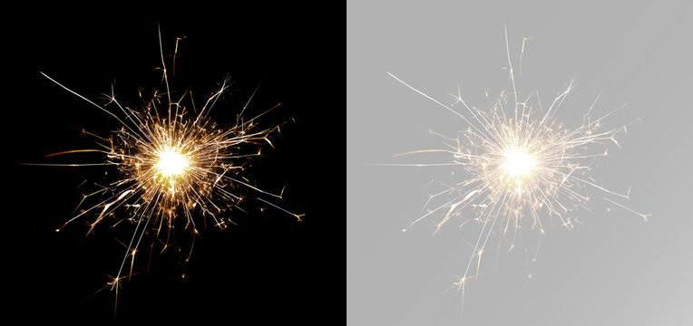 Festive fireworks sparkler with radiant golden sparks bright glowing explosion premium overlay texture effect