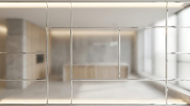 Modern office interior with glass partition wall and bright illumination