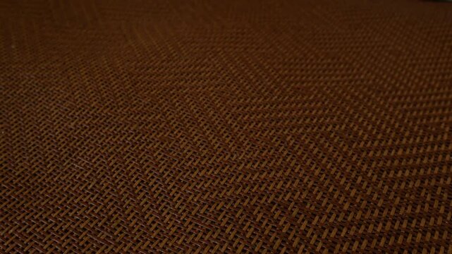 Close-Up Woven Rattan Cane Texture Background, Natural Brown Wicker Basket Weave 