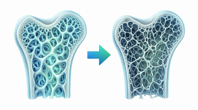 Comparison of healthy bone density and osteoporotic porous bone