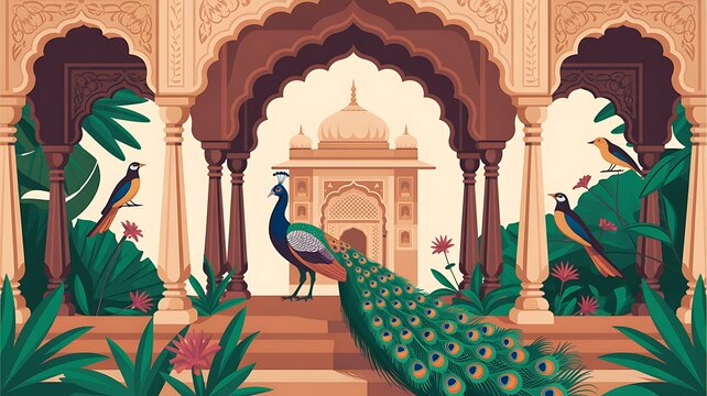 An ornate detailed mughal archway with floral motifs and intricate patterns presented on transparent background high-quality professional