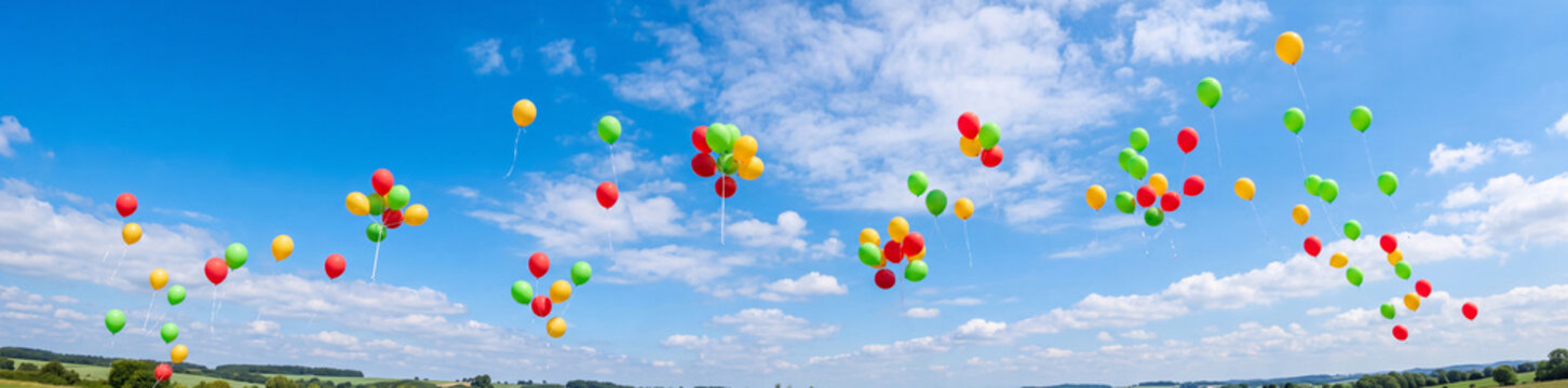 Festive Balloon Release under a Beautiful Summer Sky