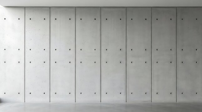 Panoramic View of Smooth Fair-Faced Grey Concrete Wall Texture