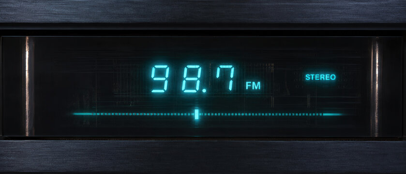Vintage FM Stereo Receiver Display Tuned to 98.7