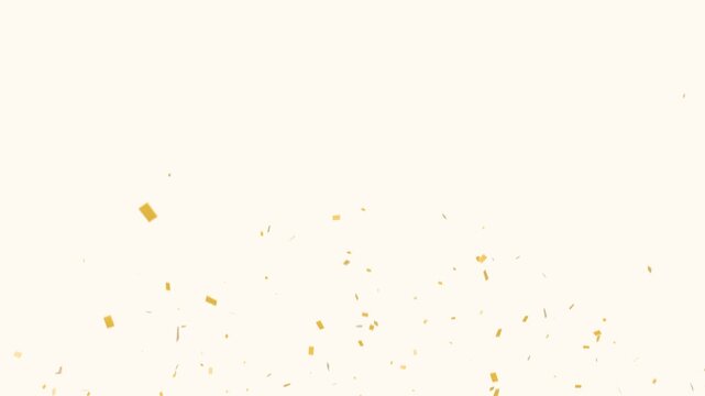 Golden confetti burst floating up and falling on white background for party celebration