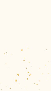 Vertical video golden confetti burst on white background for social media celebration