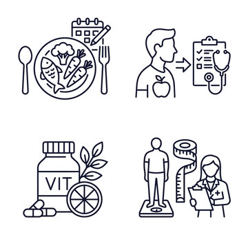Healthcare and nutrition icons representing a healthy lifestyle