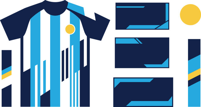 Soccer jersey template mock up with abstract geometric lines and graphic design elements vector illustration for sport team