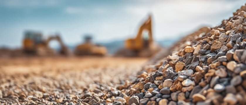 Close-up of gravel pile at construction site.