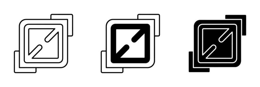 Expand Icons, Full Screen Arrows, Resize Symbols, Vector Graphics