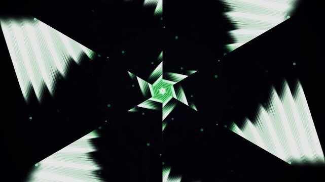 Ideal for digital screensavers, backgrounds, and futuristic design projects, this abstract artwork features a mesmerizing green glowing star pattern.
