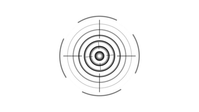 neon target icon animation. Military target icon animation on white background. Shots and target gun aim, sniper target, hunting. Military sniper target blinking concept.