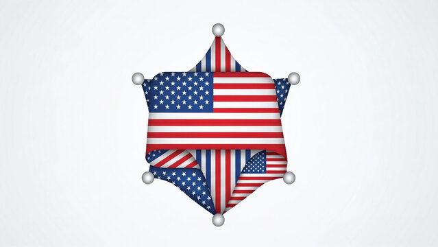 American flag pattern star shaped sheriff badge illustration with american.