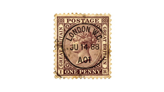 Antique Victorian one penny postage stamp of Great Britain from 1888