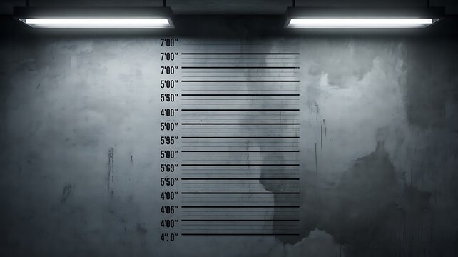 Police lineup height measurement wall for criminal identification background