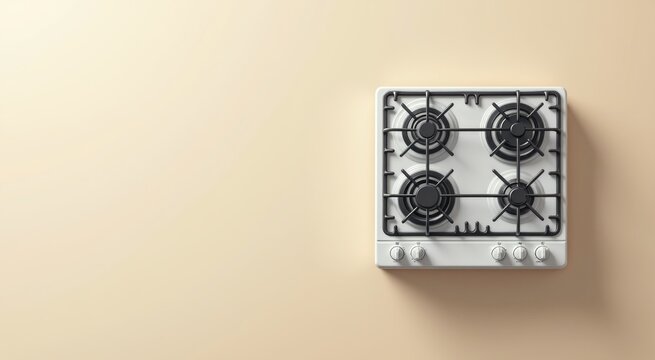 White stove top with four burners on it