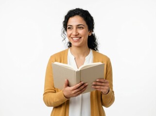 Fototapeta premium Encouraging Middle Eastern Educator Smiling with Book
