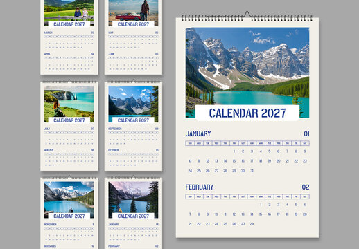 Minimal 2027 and 2028 Wall Calendar Template