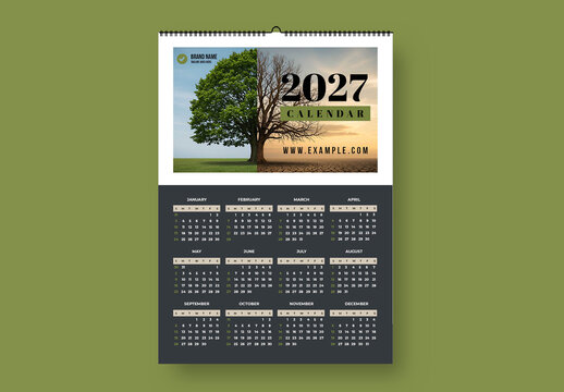 Minimal Monthly 2027 Wall Calendar Template