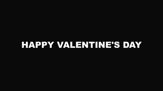 Bold White Happy Valentine's Day Text with Modern Glitch Distortion and RGB Color Shift on a Dark Background