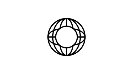 Stylized globe sphere icon with geometric grid lines. © Listyo