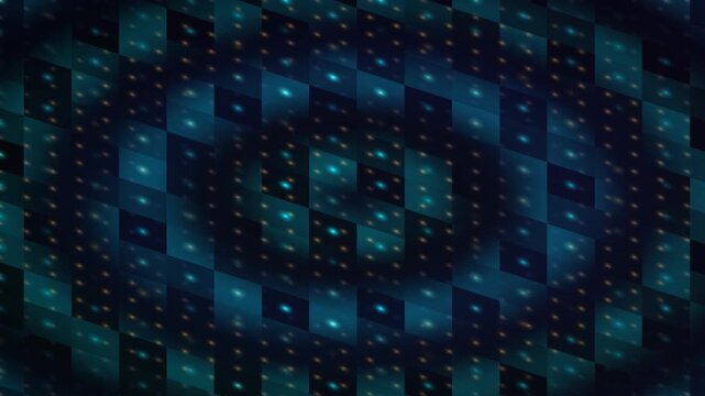 Abstract Digital Hex Grid with Glowing Cyan Orange Node Dots and Moving Soft Vignette Ripple