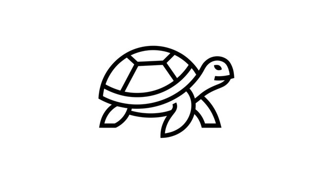 Simple line art turtle or tortoise icon.