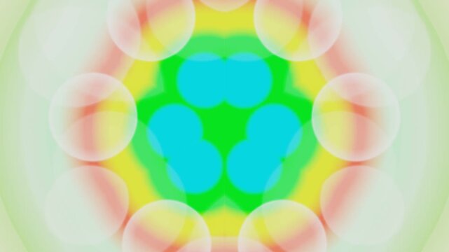 Neon kaleidoscope design with colorful circular shapes. Perfect for background, wallpaper, digital art, posters, and psychedelicthemed projects.