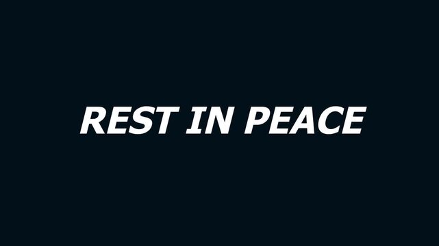 Rest in Peace Text Animation with Dynamic Glitch Effects and Modern Typography on Dark Background for Memorials