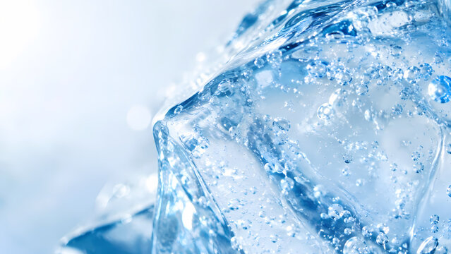 氷の内部に閉じ込められた透明な気泡のクローズアップ