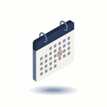 Isometric calendar page illustration on white background