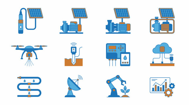 Smart Agriculture Technology Icons for Climate-Resilient Farming
