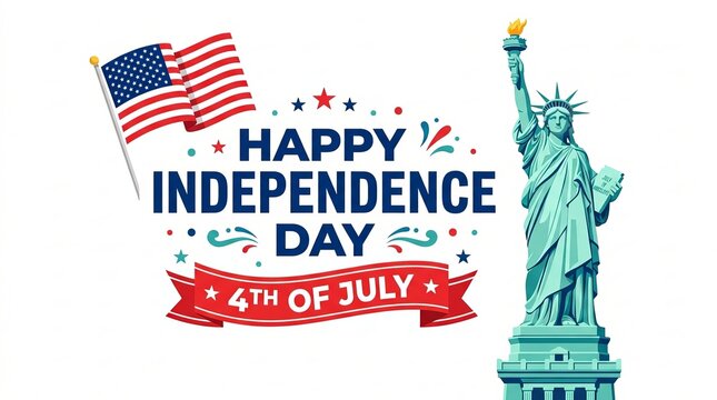 Statue of liberty celebrating us independence day 4th of july celebration