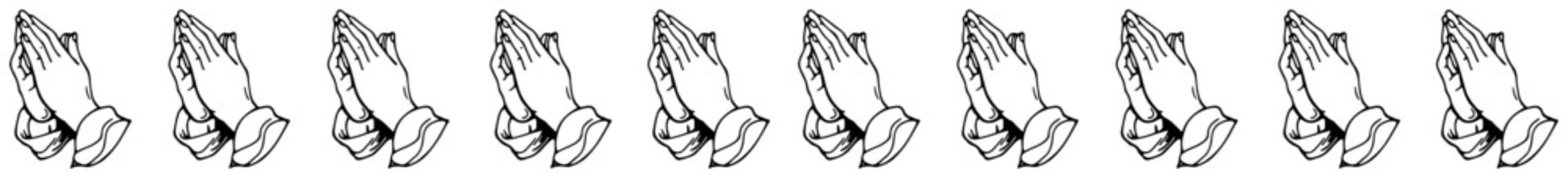 Minimalist praying hands horizontal divider for sacred and peaceful compositions