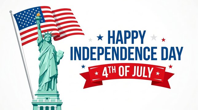 Statue of liberty with american flag independence day celebration poster