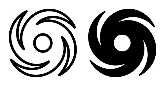 Hurricane Icon Set, Swirling Storm Symbols, Weather Danger Graphics, Cyclone Vortex Vector Art