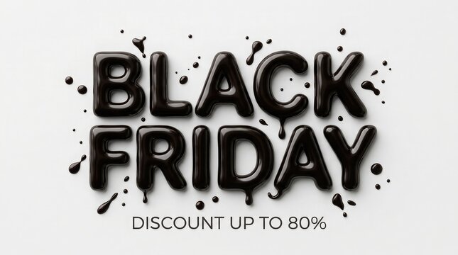 Black friday sale stunning chocolate text with splashes up to 80 off deals discounts