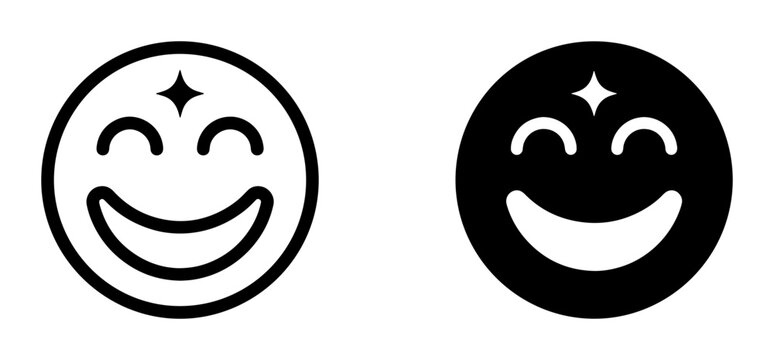 Joyful Smiley Face Icons, Happy Emotion Symbols, Positive Vibes Vector Art, Cheerful Expression Graphics, Set of Two