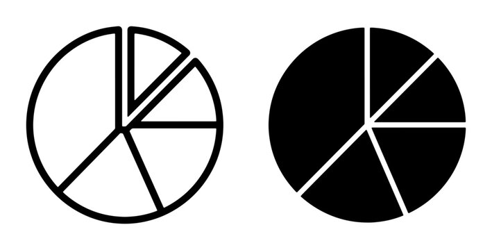 Pie Chart Icons, Data Visualization Elements, Simple Circle Graphs, Black and White Statistics, Vector Graphics for Analysis