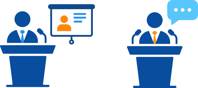 Business Presentation and Public Speaking Vector Icon Set