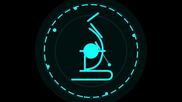 Luminous digital microscope icon symbolizing advanced scientific research, technological innovation, and precise discovery in a sleek, futuristic high-tech visualization