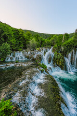 Obraz premium Great Una Waterfalls at Strbacki Buk, nature's power in Una National Park, Bosnia and Herzegovina.